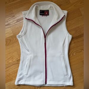 Spyder White Full Zip Vest Women’s Medium Pink Trim Athletic Fleece